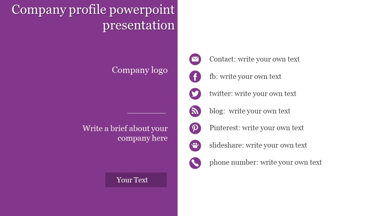 Free - A seven noded Company profile powerpoint presentation